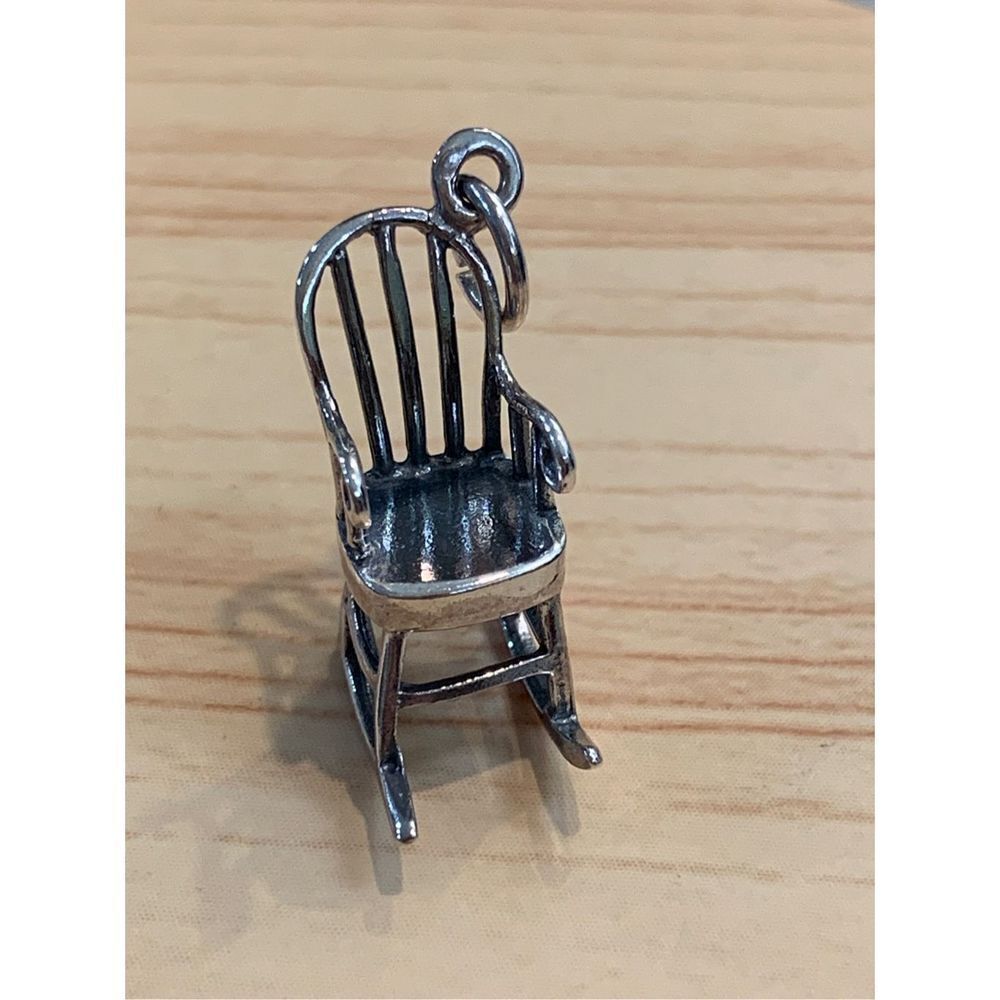 .925 Vintage American Rocking Chair Sterling Silver Jewelry Charm